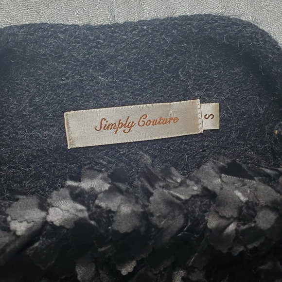 Simply Couture Black Mock Neck Long‎ Sleeve Sweater Dress Applique S Goth - Picture 4 of 7